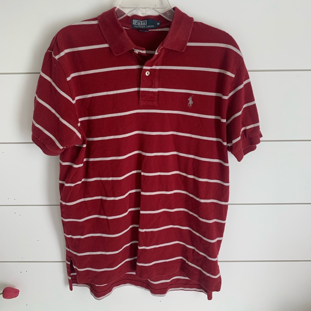 men’s polo ralph lauren red and white size medium